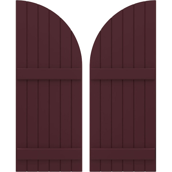 Ekena Millwork Americraft 6-Board (2 Batten) Wood Joined Board-n-Batten Shutters w/ Arch Top, ARW101BQ621X77WRH, PR ARW101BQ621X77WRH - main